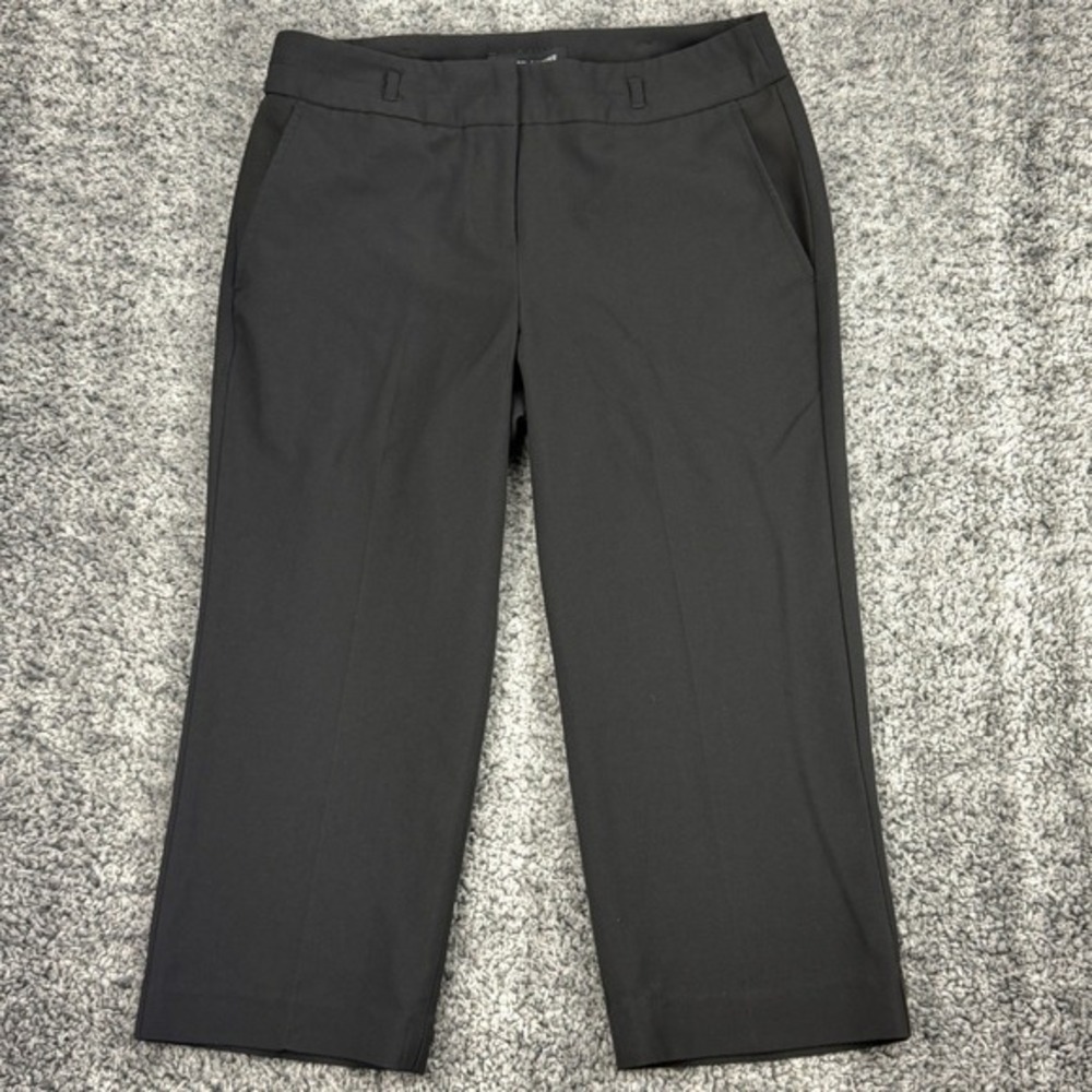 Larry Levine Women Sz 8 W31 L21 Black Cropped Trouser Stretch Dress Pants Career